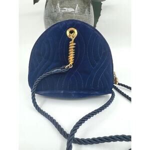 Fendi Vintage Blue Quilted Velvet Pasta Crossbody Bag CoA Authentic Lagerfeld